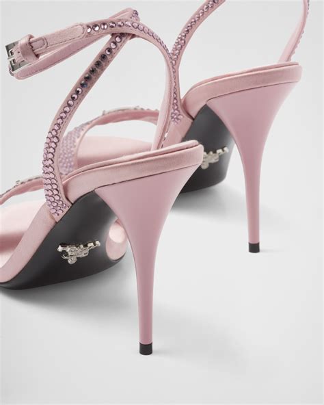 prada satin sandals with crystals|Alabaster Pink Satin sandals with crystals .